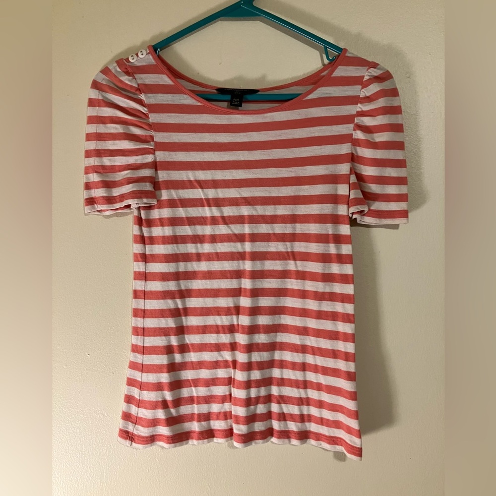 Banana Republic Striped Coral and White Women's Top 8125